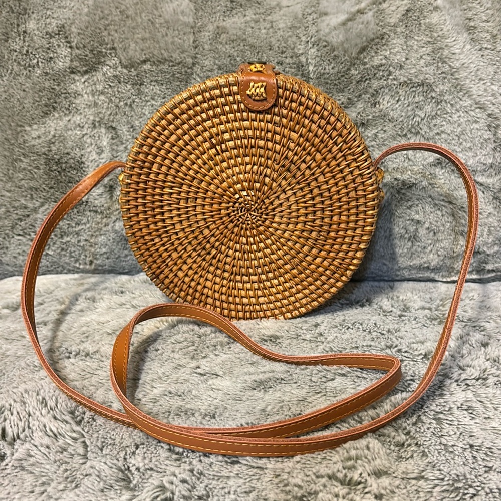 Boho Vintage Rattan and Ata Vine Circle Purse